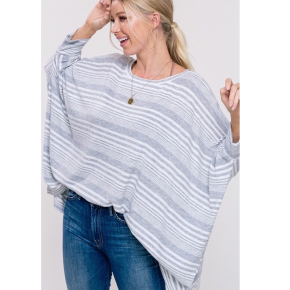 SOPHIE Striped Oversized Top - H. GREY - Picture 4 of 4